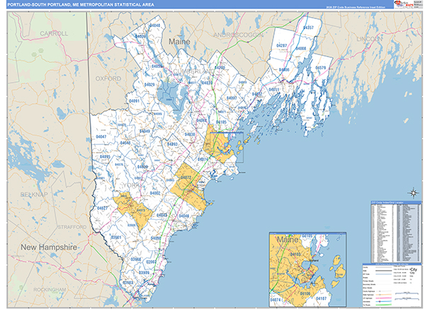 Portland-South Portland Metro Area Wall Map